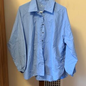 NWT Wilo The Label Parachute Shirt Womens L Blue Oversized Beach Cover Up
